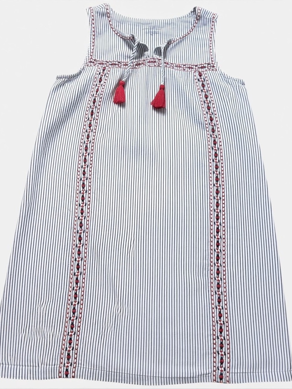 Vineyard Vines Blue/White Striped V-Neck Sleeveless Sheath Dress 16 Teens